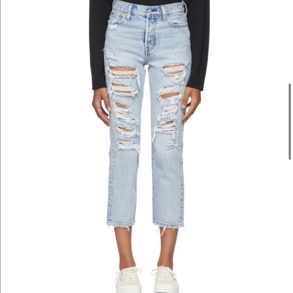 Levi’s Blue Distressed Straight Leg Jeans